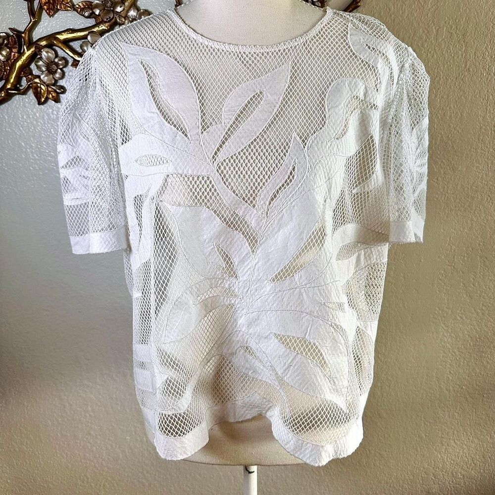 Chico-s Women's White and Cream Blouse